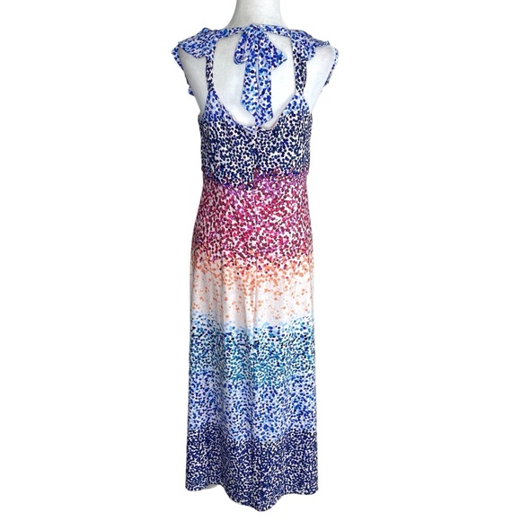 JULIA JORDAN Ruffle Flutter Sleeve Tie Back Confetti Dot Midi Long Dress Sz 10 - Picture 5 of 9